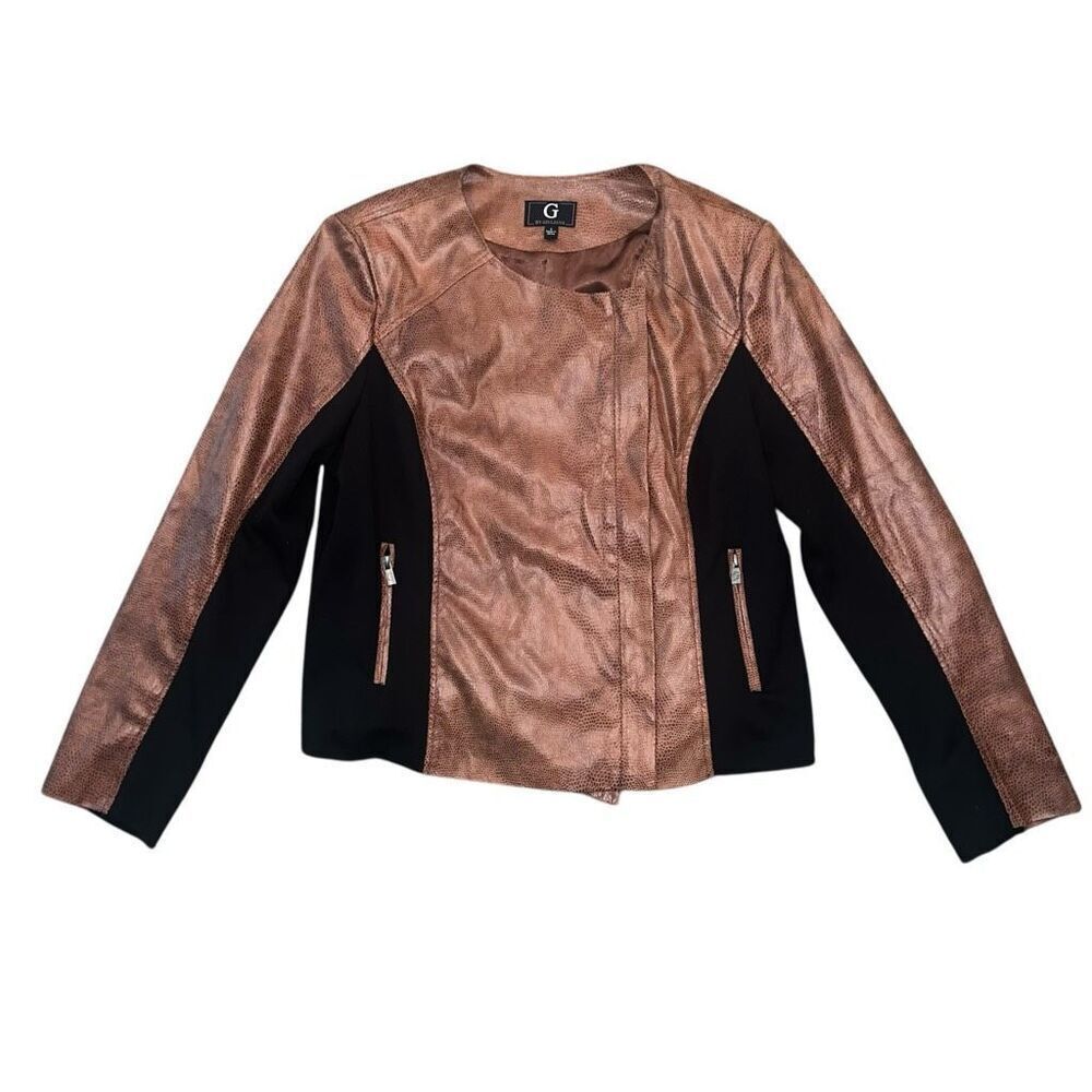 G by Giuliana Metallic Copper and Black Moto Jacket